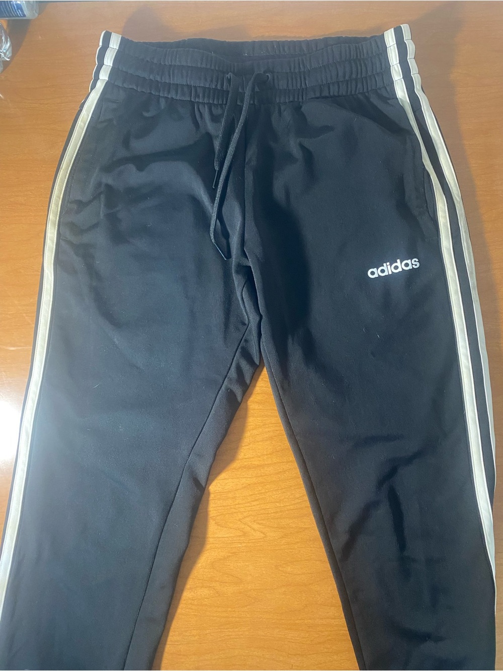 adidas Kids Black Joggers with White Side Stripes